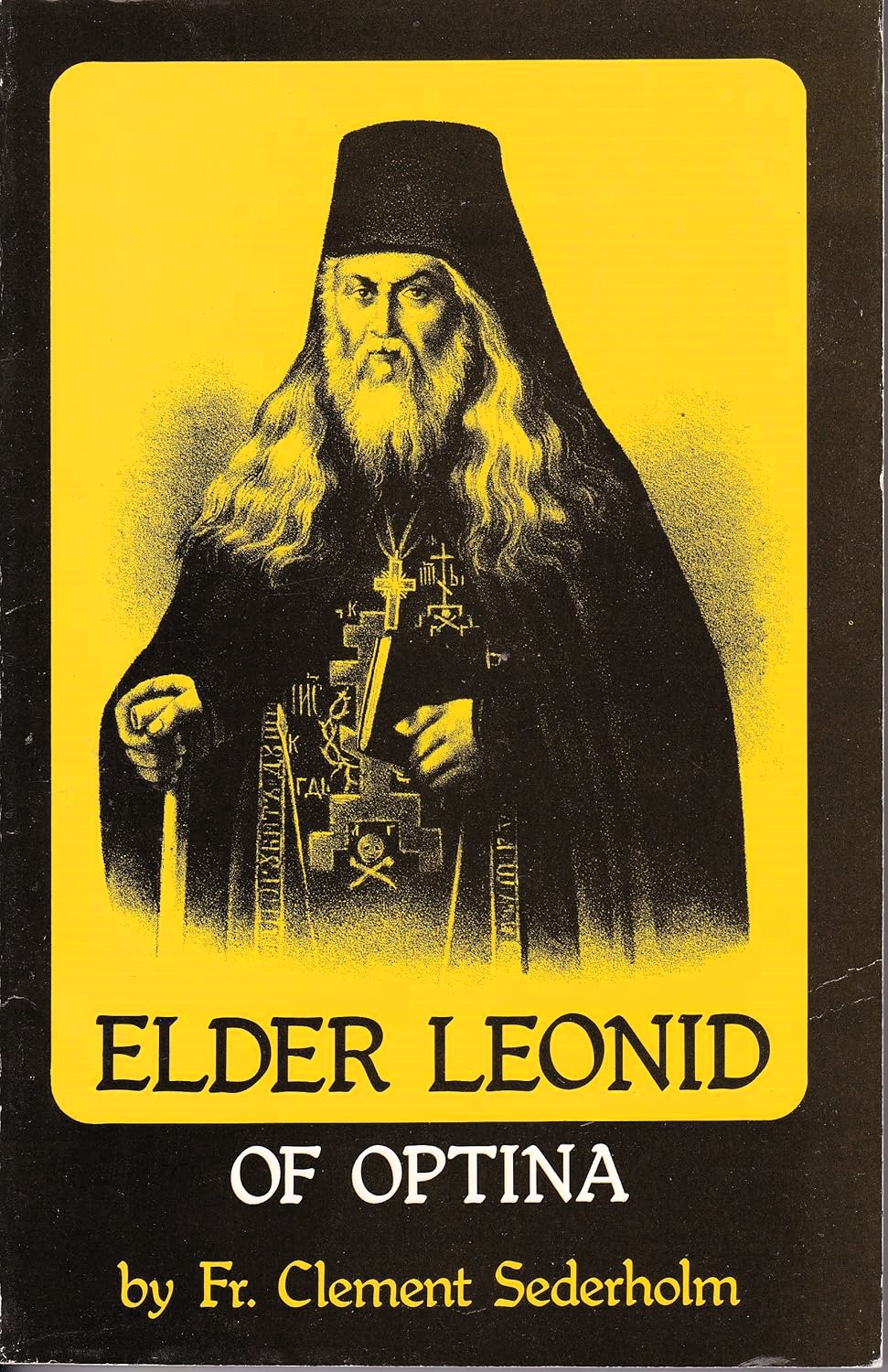 Forsiden af bogen 'Elder Leonid of Optina', der skildrer staretsens liv og Optina-klosterets åndelige tradition.