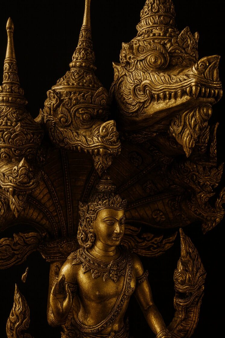 Buddha under dyb meditation beskyttet af Naga-slangerne