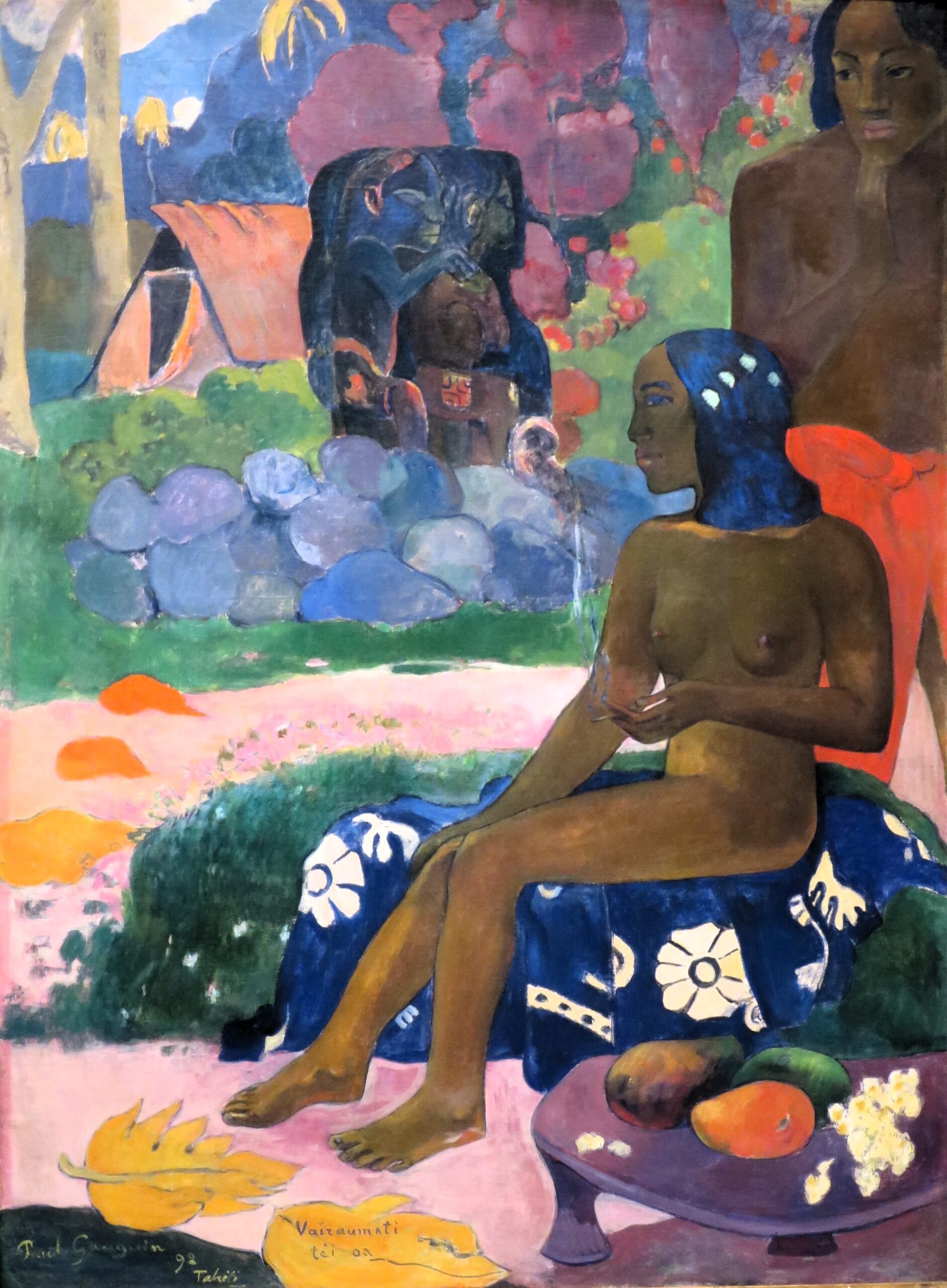 Paul Gauguins maleri Vairumati tei Oa (1892) – en tahitisk kvinde og guden Oro i et mytisk landskab.