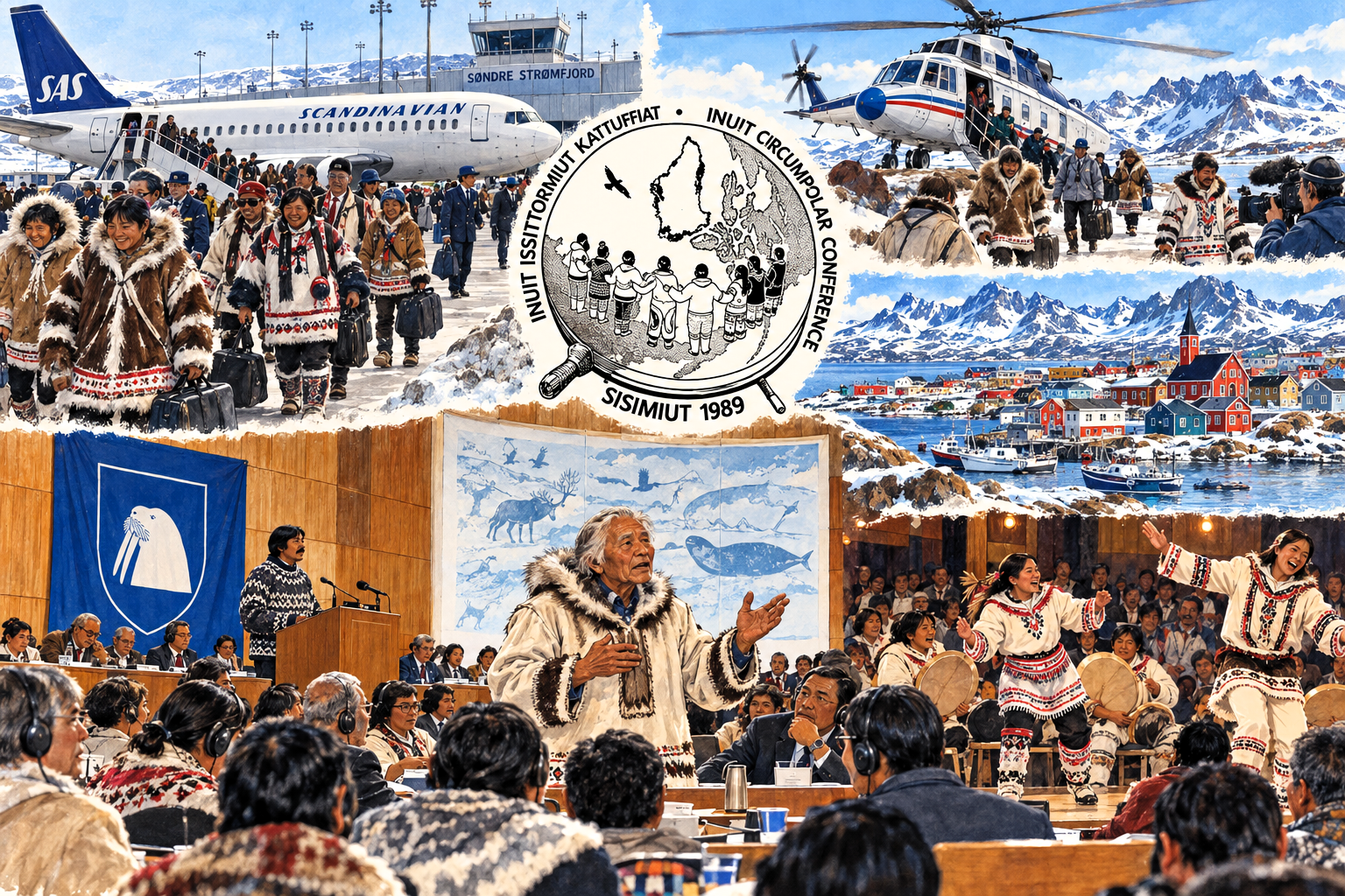 AI-genereret stemningsbillede – ikke et foto fra ICC's generalforsamling i Sisimiut 1989